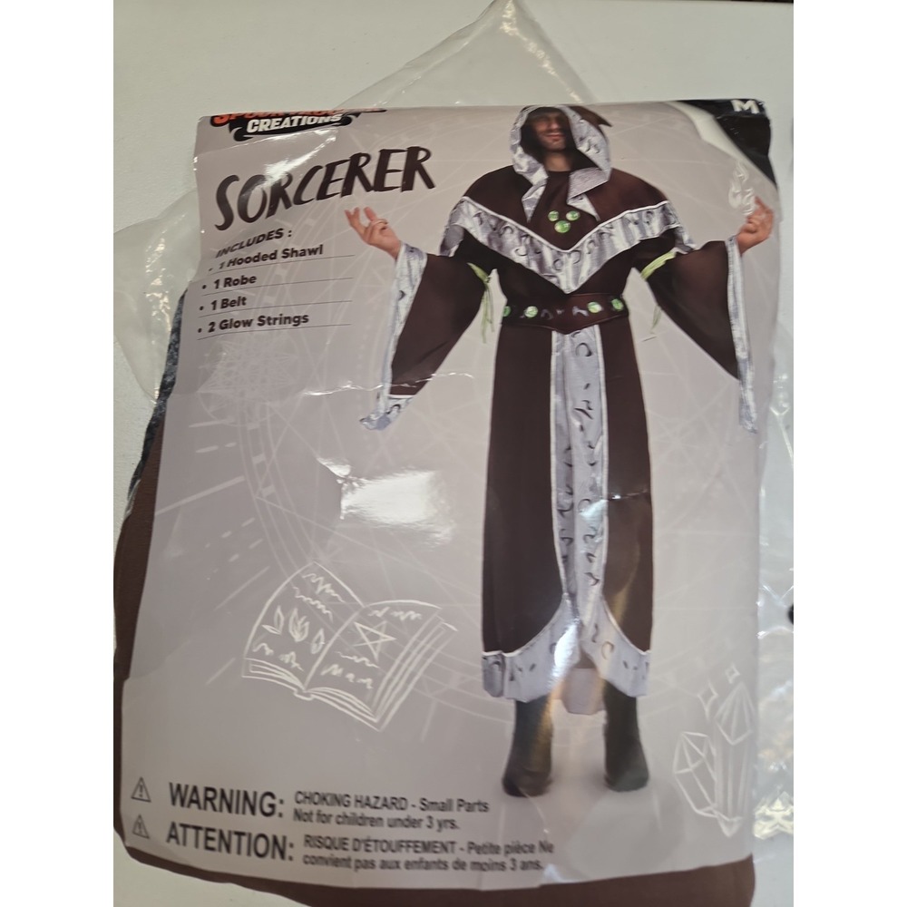 Sorcerer Hooded Robe - Black and Silver